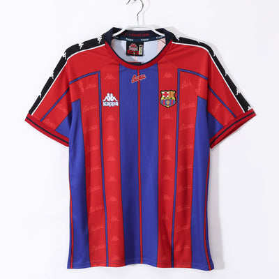 Maillot Rétro FC Barcelone Domicile 1997/1998 vu de face